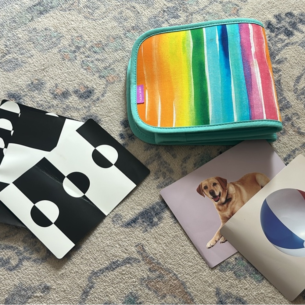 Lovevery high-contrast reversible flash cards and card stand holder